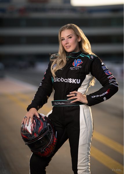 Ida Zetterstr&ouml;m holding her helmet in the GlobalSKU firesuit