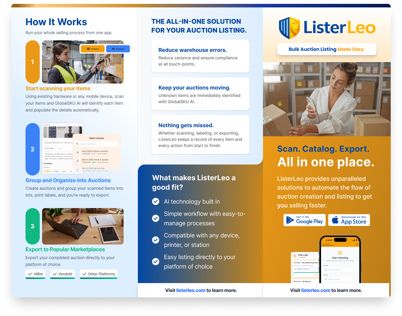 ListerLeo trifold brochure outside