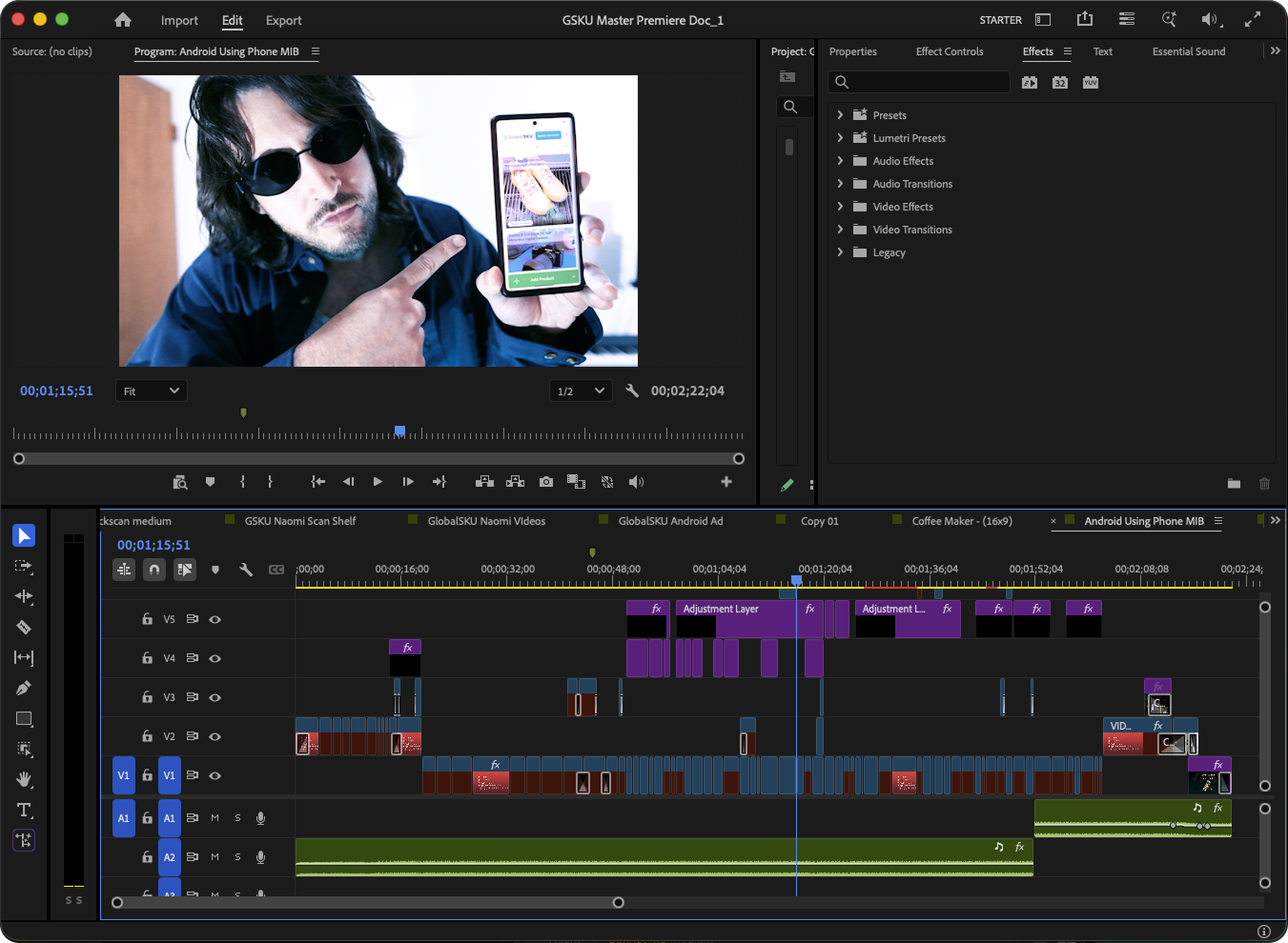 Premiere Pro editing timeline